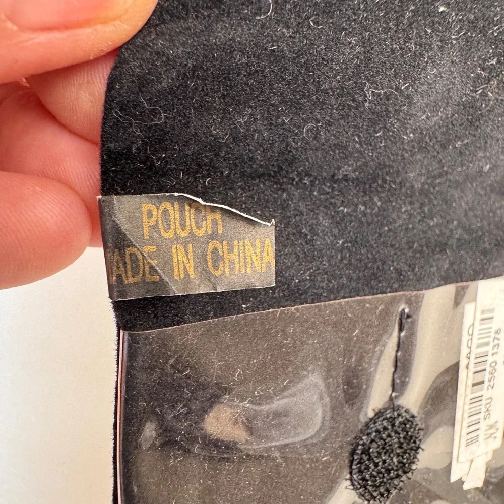 St John Empty Jewelry Pouch Black Velvet Dual Sided Vintage Designer Storage